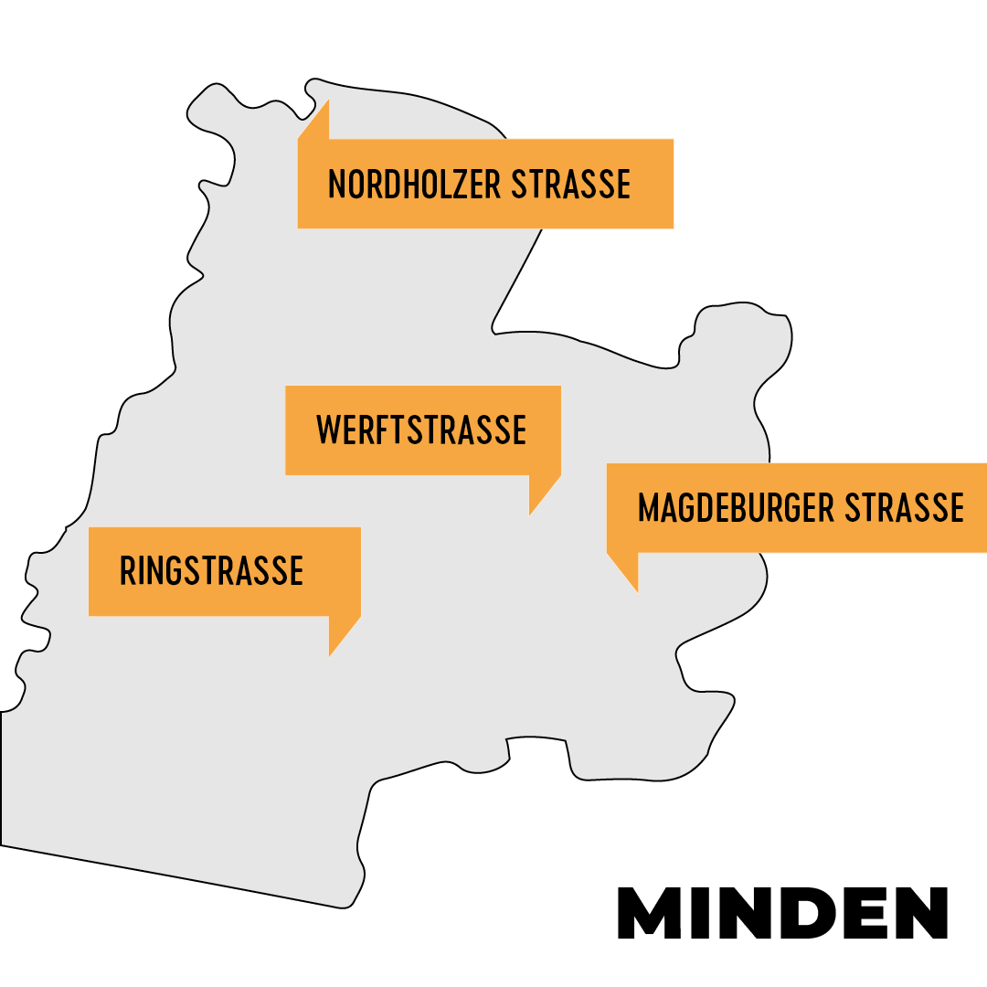 Informationsgrafik: Standorte in Minden