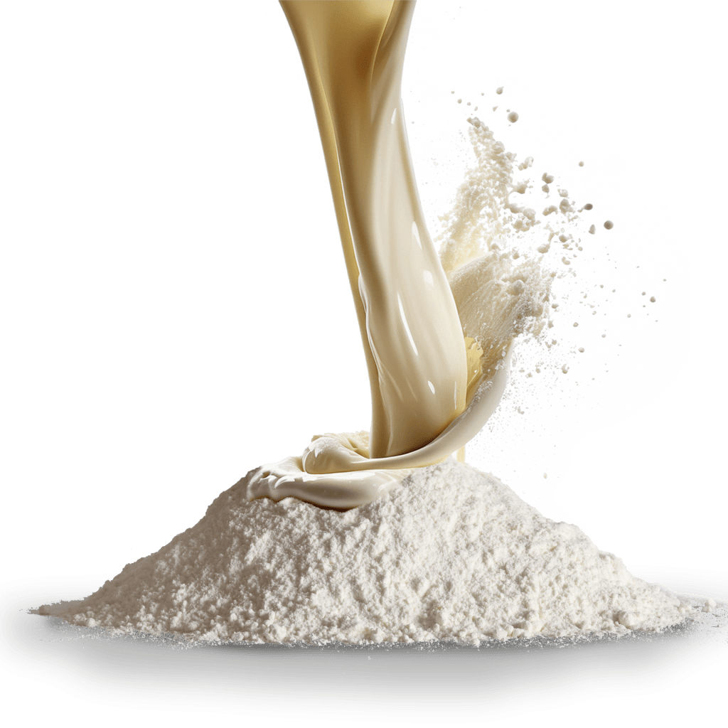 Glass jar with sourdough starter next to a pile of flour – the basis for Böcker organic and gluten-free sourdough specialties