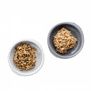 Two bowls of pasty sourdough with different textures